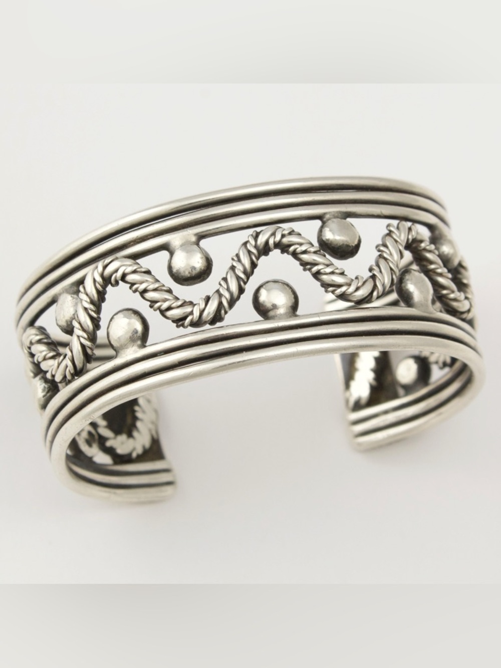 Vintage Sterling Silver Cuff Bracelet Southwestern Twisted Rope Heavy 55 Grams
